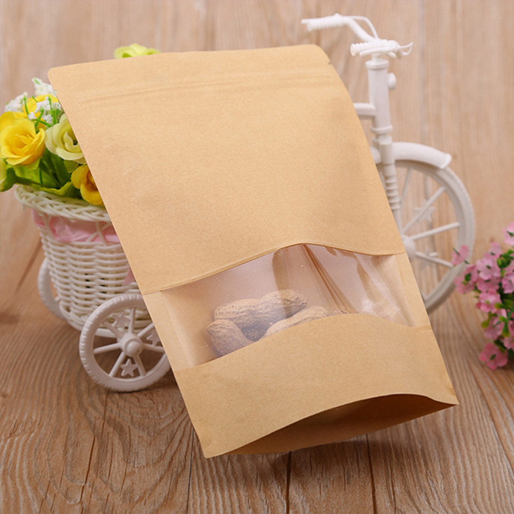 Food Snacks In Usa - 50Pcs Kraft Paper Zipper Sealed Stand-Up