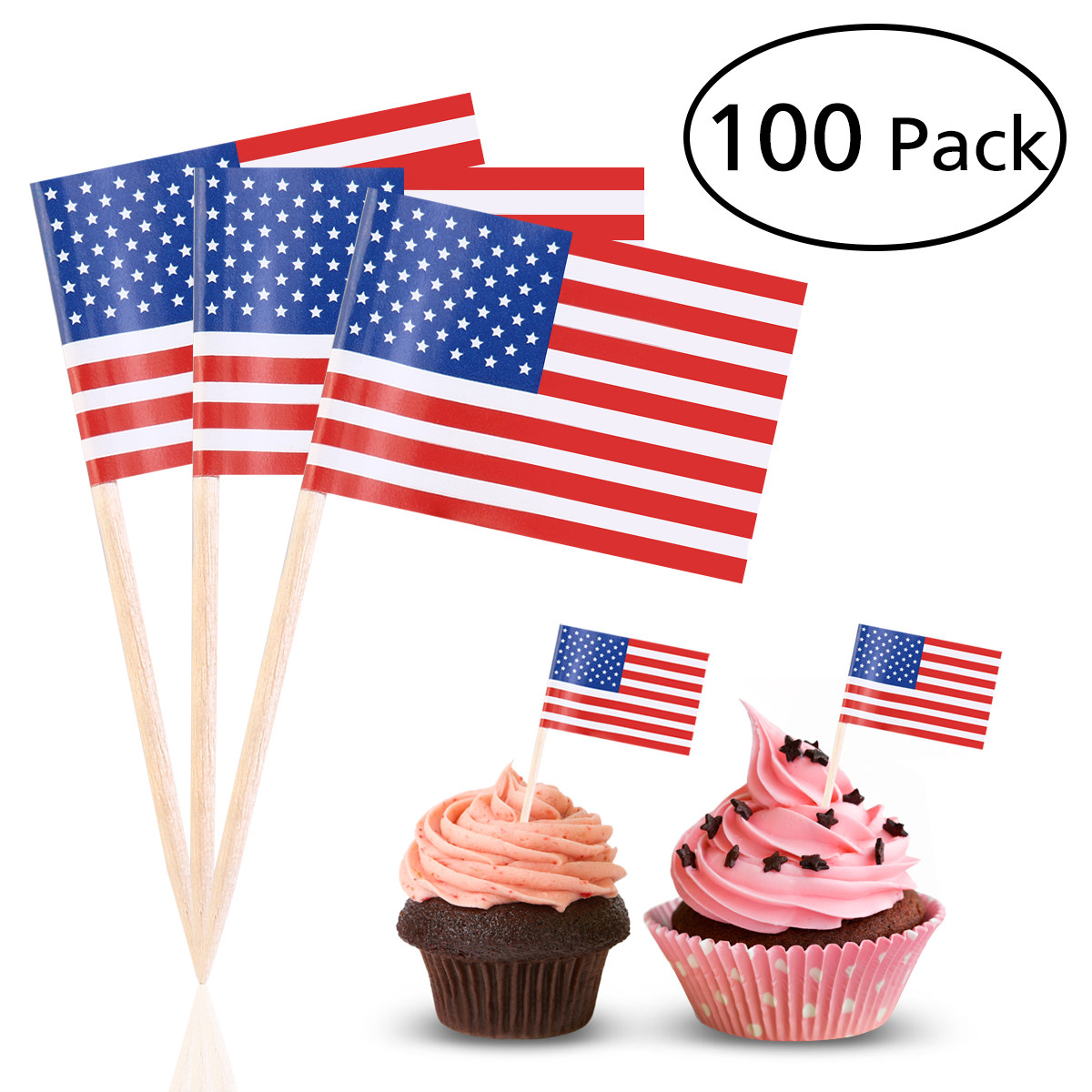 100Pcs American Flag Picks 2.5 - Food Snacks Party recension och pris