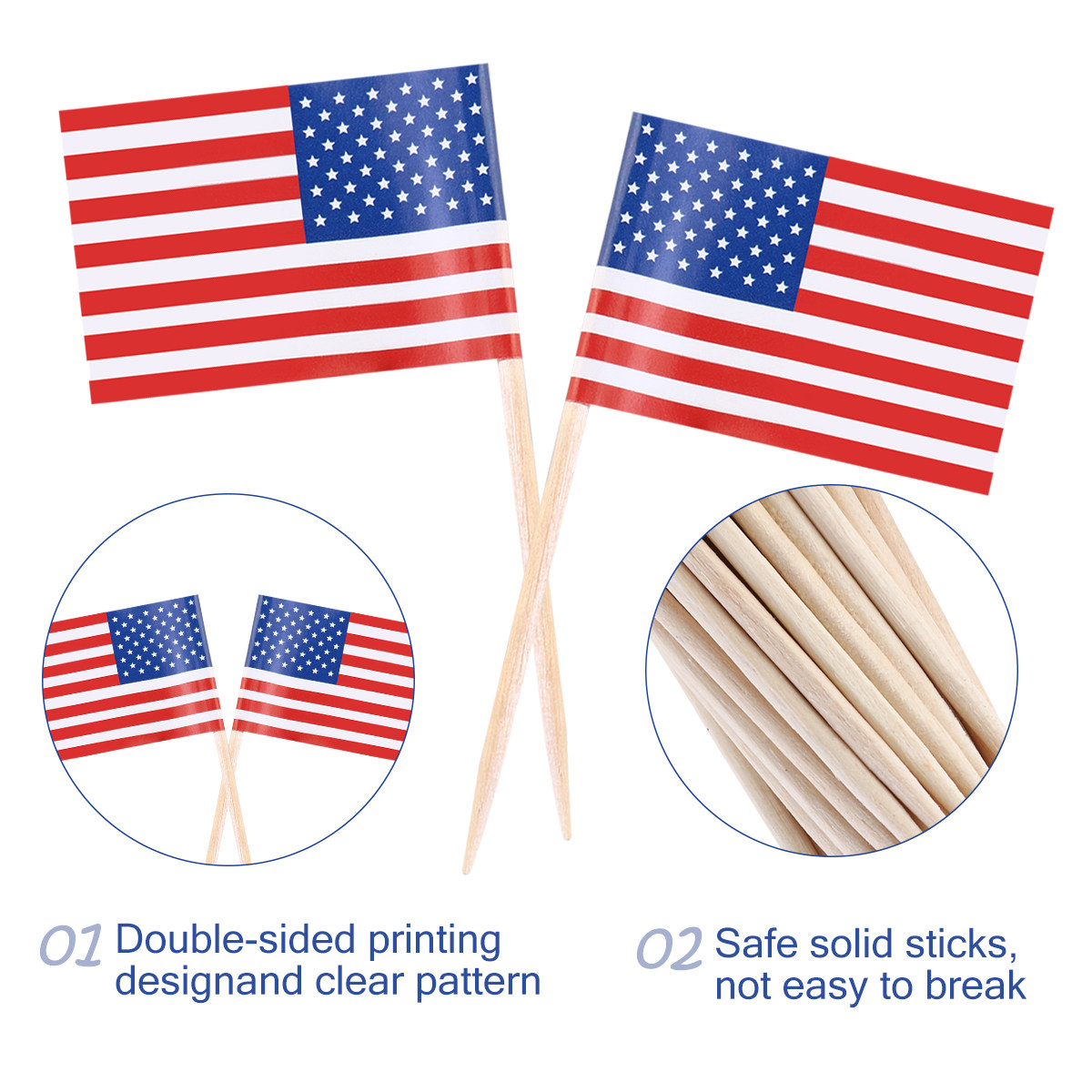 100Pcs American Flag Picks 2.5 - Food Snacks Party recension och pris