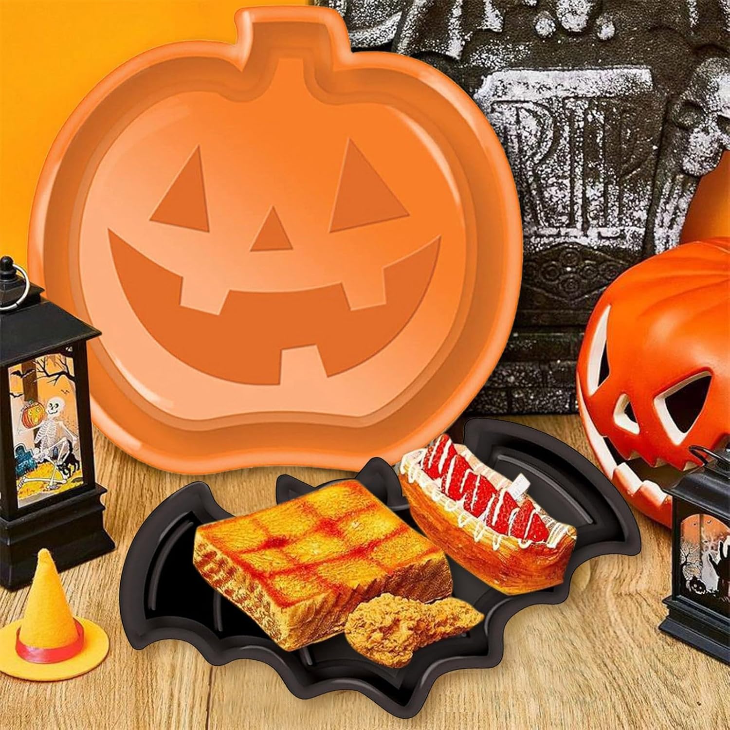 Reusable Halloween Plates Set  - Food Snacks Party recension och pris