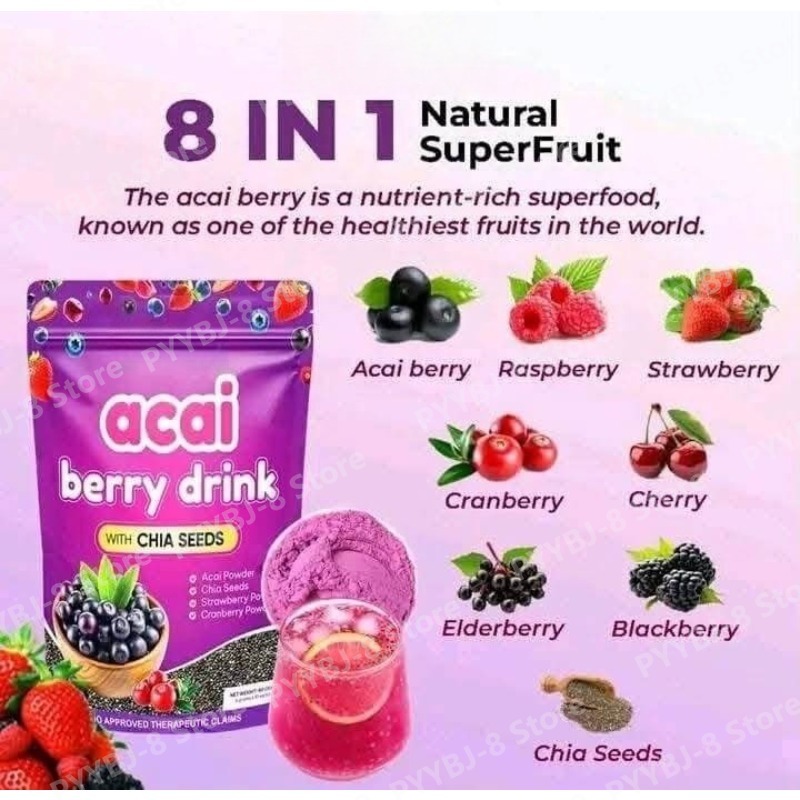 Acai Berry Drink Powder 10 Pac - Food Snacks To Eat recension och pris