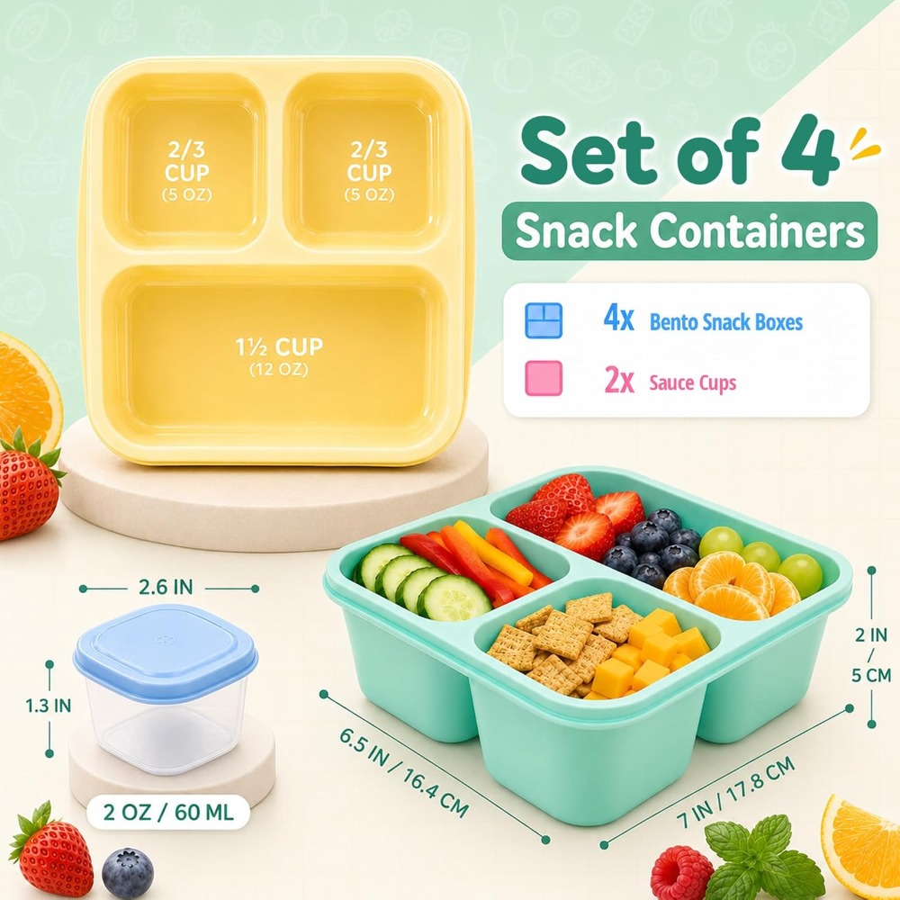 3 Compartment Bento Box Snack  - Food Snacks To Eat recension och pris
