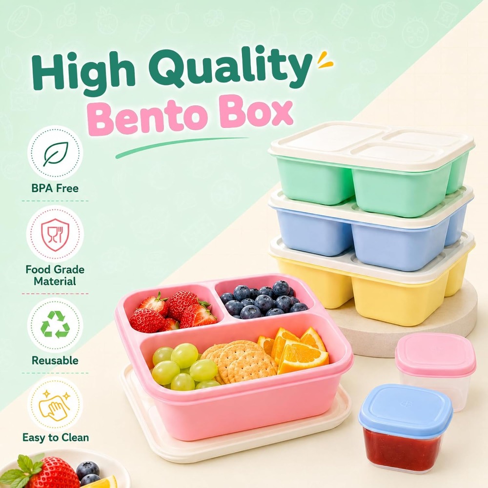 3 Compartment Bento Box Snack  - Food Snacks To Eat recension och pris