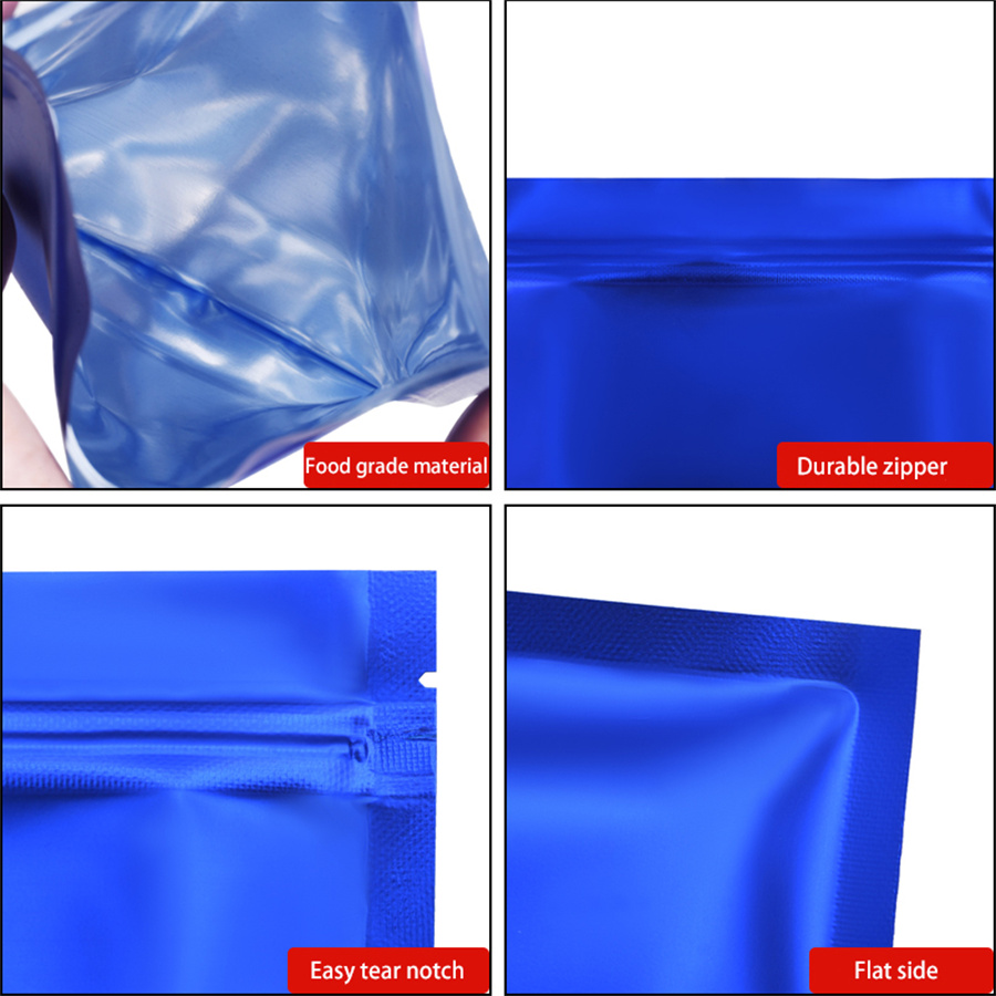 100pcs Matte Blue Foil Zipper  - Food Snacks In Usa recension och pris